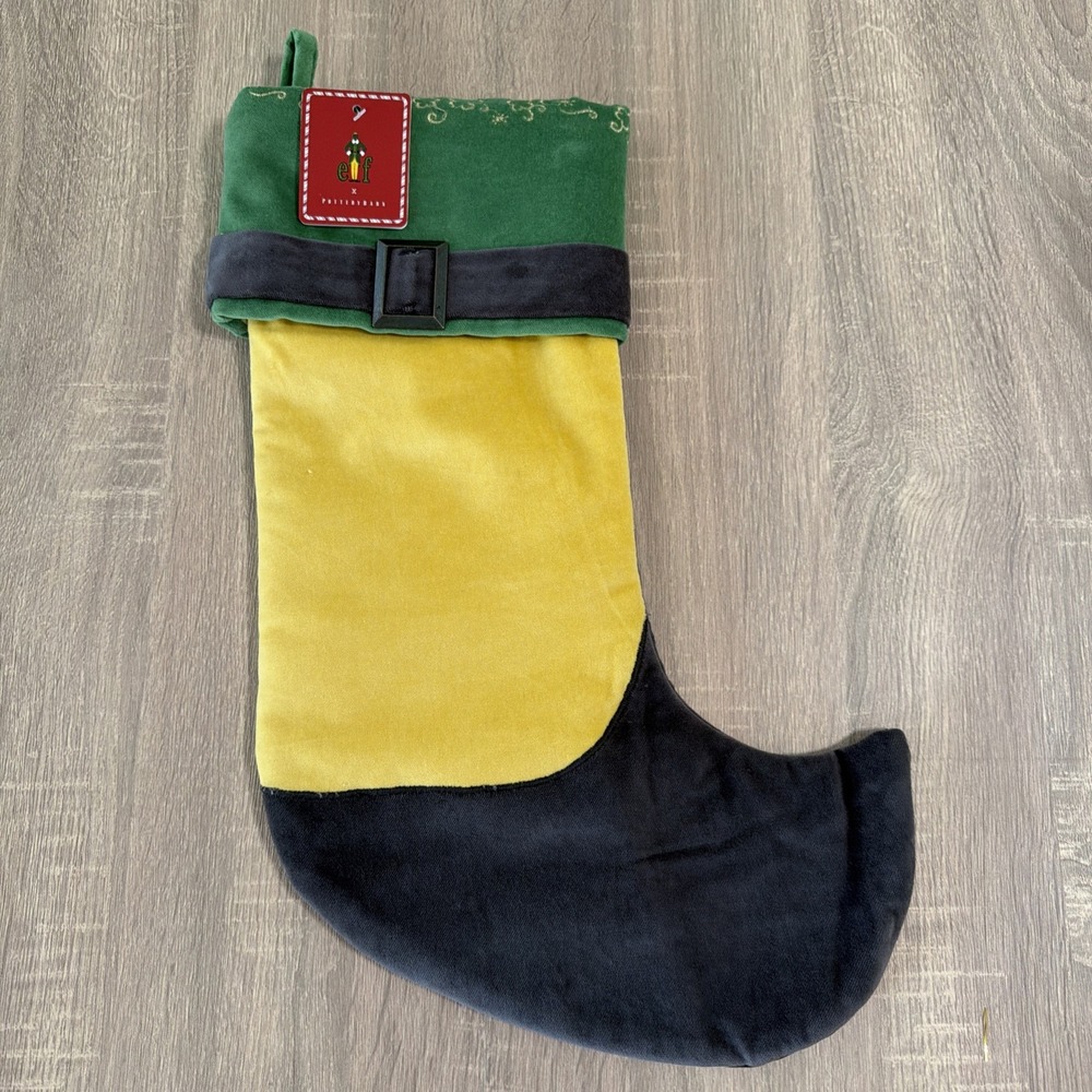 Pottery‎ Barn Buddy the Elf Movie Velvet Christmas Stocking NWT